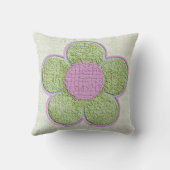 Kissen aus grün und rosa Blume (Rückseite)