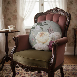 Kissen aus Vintagem Rosa und Weiß Rosen