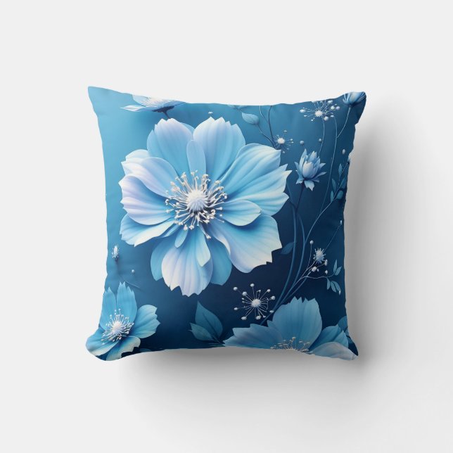 Kissen Blaue Blumen  (Vorderseite)