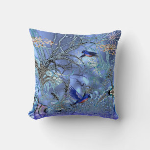 Kissen Blaue Vögel Verzaubert