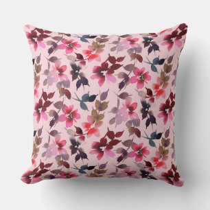 Kissen - Blumenmuster auf rosa Hintergrund