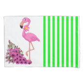 Kissen Case Green Strip Pink Flamingo Floral Kissenbezug (Vorderseite)