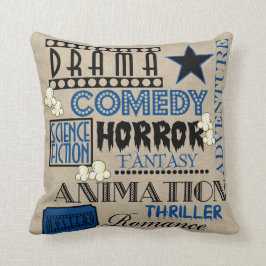 Kissen-Dunkles Blau der Kino-Kino-Genrekarte Kissen