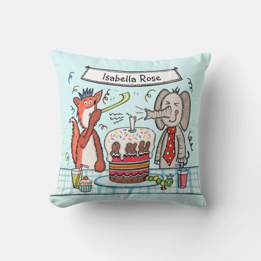 Kissen für Niedliche Party von personalisierten Ki (Vorderseite)