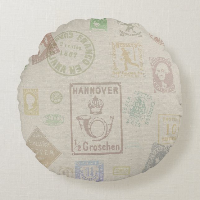 Kissen für Vintage Briefmarke (Vorderseite)
