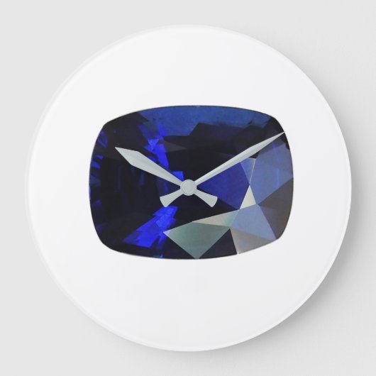 Kissen geformt Sapphire Gemstone Blue Large Clock Große Wanduhr (Vorderseite)