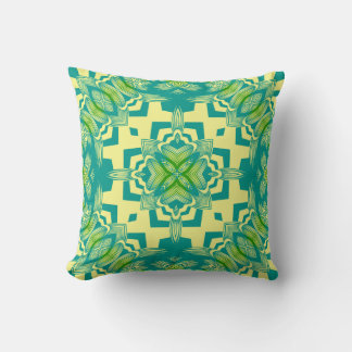 Kissen, gelb, blau und Limon Kaleidoskop Kissen