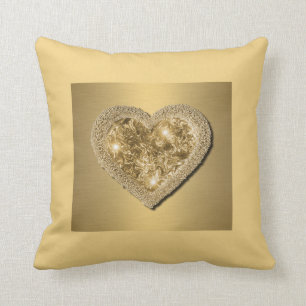 Kissen-Gold mit Goldherzen Kissen