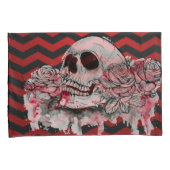 Kissen Hüllen Schädel Rose Gothic Zickzack rot sch Kissenbezug (Vorderseite-Rechts)