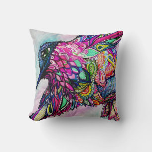 Kissen Hummingbird Zen Tangle von Michele Zurine