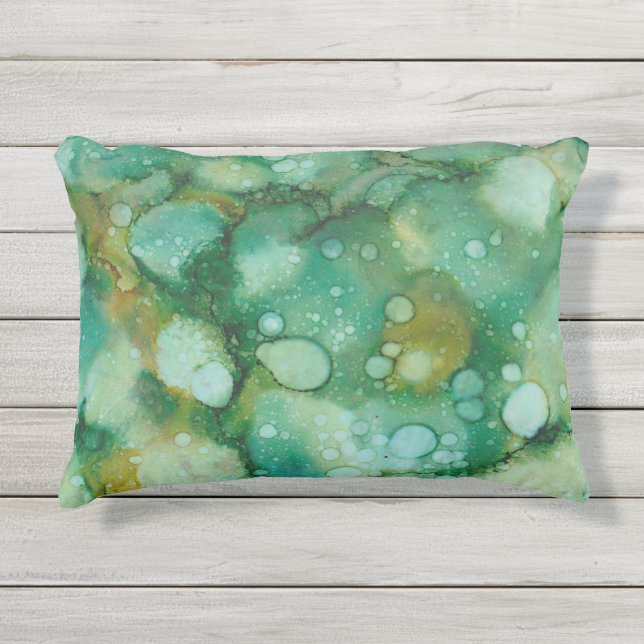 Kissen im Freien/Kolourburst-Inkblots/Goldene Grün (Vorderseite)