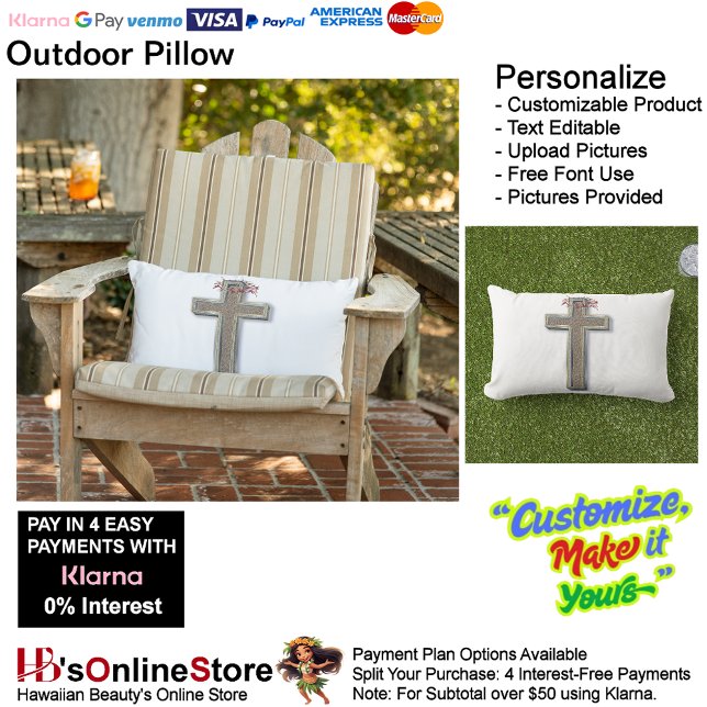 Kissen im Freien mit weißem Hintergrund Für Draußen (Cross Outdoor Throw Pillow with White Background.)