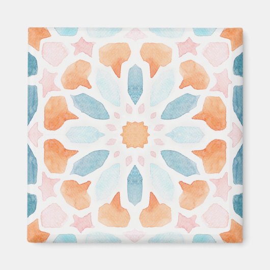 Kissen im marokkanischen Stil in Blau und Orange 2 Magnet (Vorne)