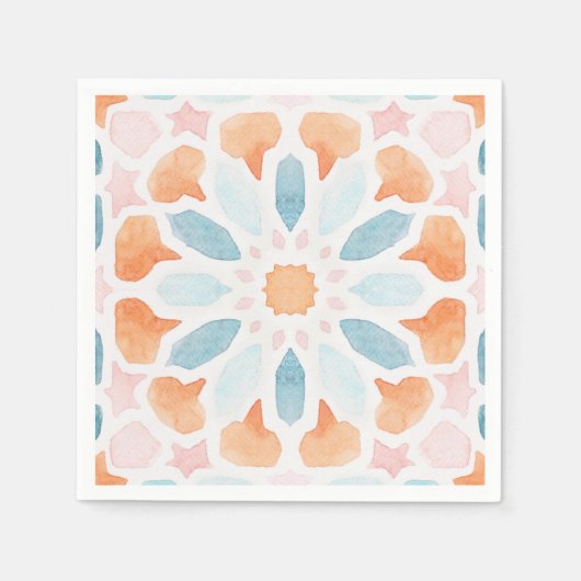 Kissen im marokkanischen Stil in Blau und Orange 2 Serviette (Vorderseite)