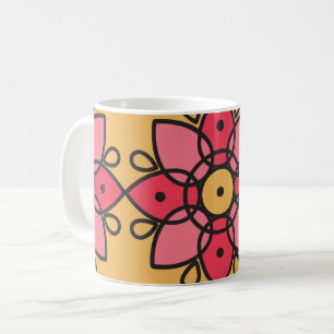 Kissen in Gelb und Rosa Kaffeetasse