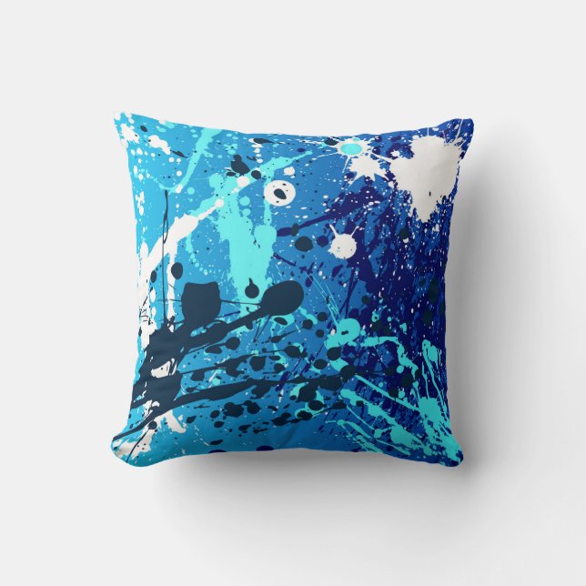 Kissen in modernem, abstrakt besprühtem Stil (Vorderseite)