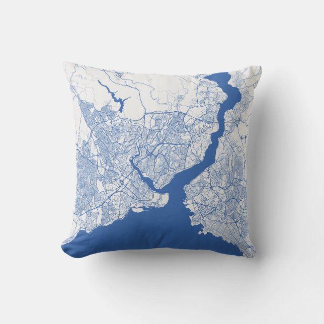 Kissen Istanbul Urban Pattern BLAU (Vorderseite)