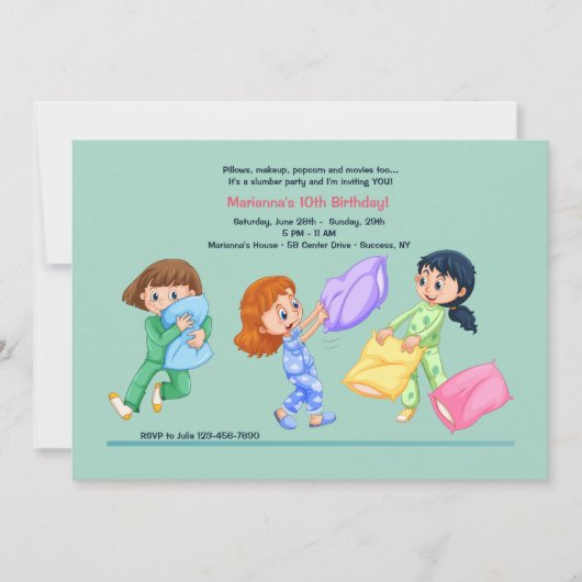 Kissen-Kampf-Einladung Einladung (Vorderseite)