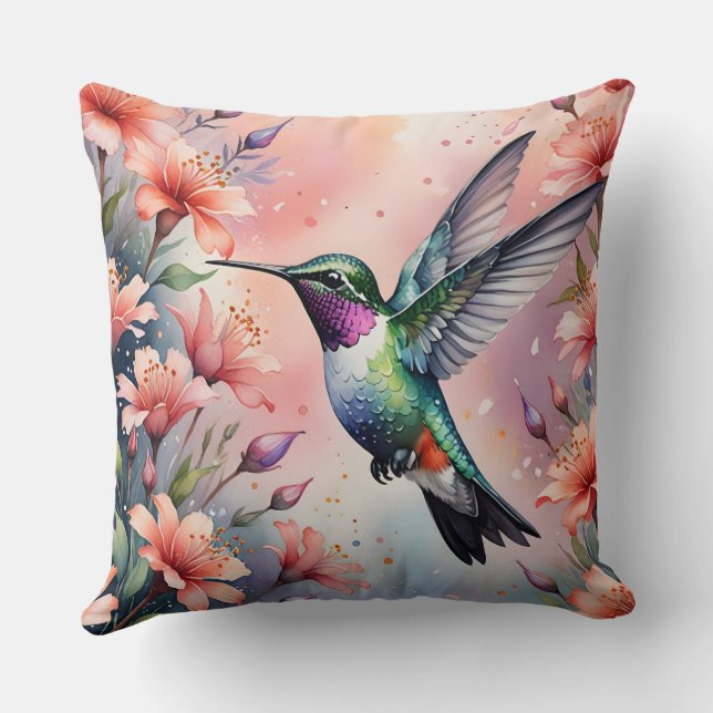 Kissen mit Blumen und Kolibri (Rückseite)
