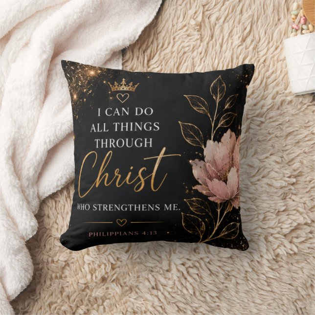 Kissen mit Blumenmuster Philippians 4:13 (Decke)