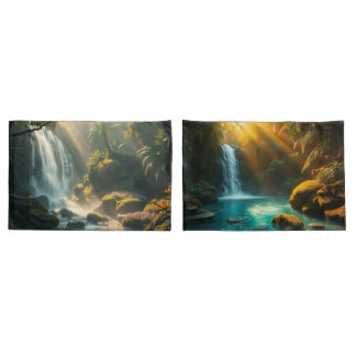 Kissen mit einem beruhigenden Wasserfall Kissenbezug