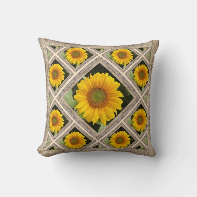 Kissen mit fröhlichen Sonnenblumen (Vorderseite)