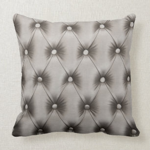 Kissen mit grauem u. aquamarinem capitone