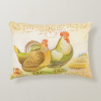 Kissen mit Hahn und Henne in italienischer Landsch