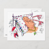 Kissen mit Hühnerfedern? Postkarte (Vorne/Hinten)