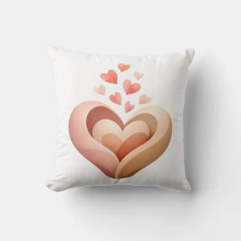 Kissen mit ineinander verschlungenen Herzen Korall