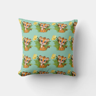 Kissen mit Kleinem Tiger & Schmetterling