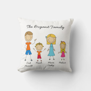 Kissen mit maßgeschneiderter Stockfigur-Familie MO