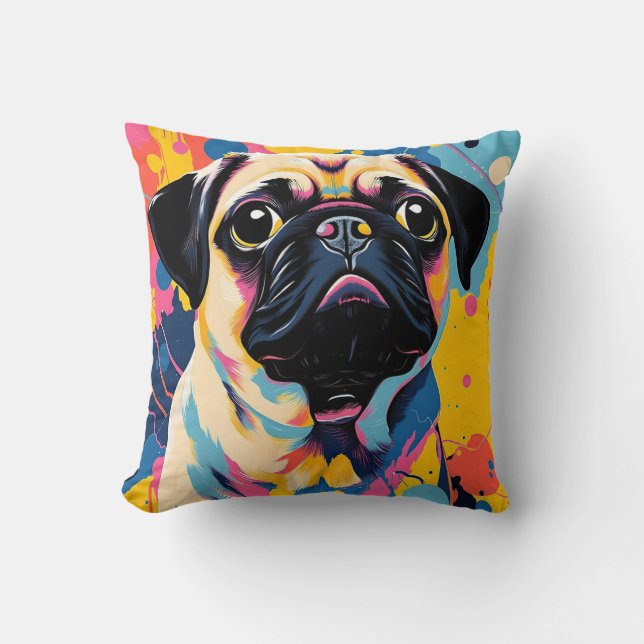 Kissen mit Mops (Vorderseite)