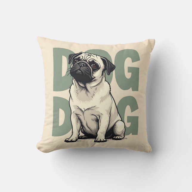Kissen mit Mops (Vorderseite)