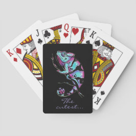 Kissen mit niedlichem Chamäleon-Design werfen. Spielkarten