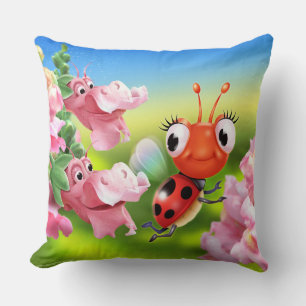 Kissen mit niedlichem Ladybug und freundlichen Sna