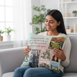 Kissen mit personalisiertem Foto-Collage-Zitat für