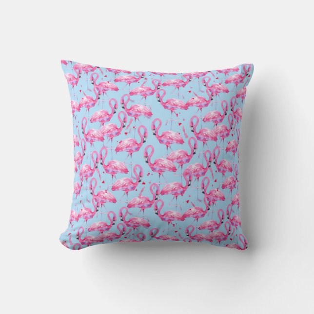 Kissen mit rosa Flamingos (Vorderseite)