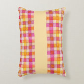 Kissen mit rosa Orange- und cremefarbenem Gingham- (Vorderseite(Vertikal))