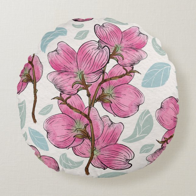 Kissen mit rosa Orchideenblüte (Vorderseite)