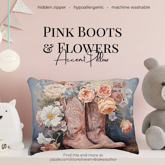 Kissen mit rosa Stiefeln und Blumen (Von Creator hochgeladen)