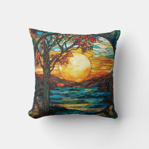 Kissen mit Sonnenuntergangs-Herbstszene
