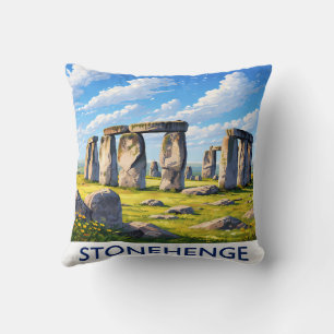 Kissen mit Stonehenge-Motiv Landschaft mit altem M
