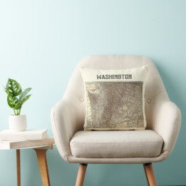 Kissen mit Vintage-Washington-Karte von 1911