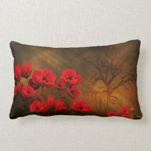 Kissen-Mohnblumen und Baum Lendenkissen