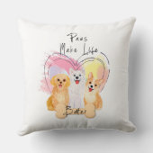 Kissen „Paws Make Life Better“ – Niedliches Trio g (Rückseite)