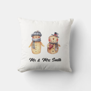Kissen   Personalisiert Mr. & Mrs. Snowman Couple