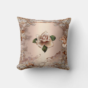 Kissen Rosen Beige Creme Gold Floral