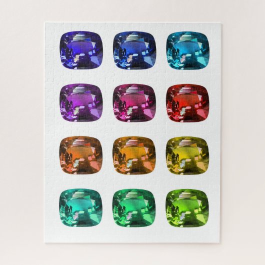Kissen schneiden Saphir, Ruby, Aqua, Gemstone Puzz Puzzle (Vertikal)