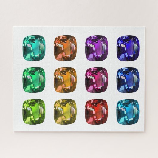 Kissen schneiden Saphir, Ruby, Aqua, Gemstone Puzz Puzzle (Horizontal)